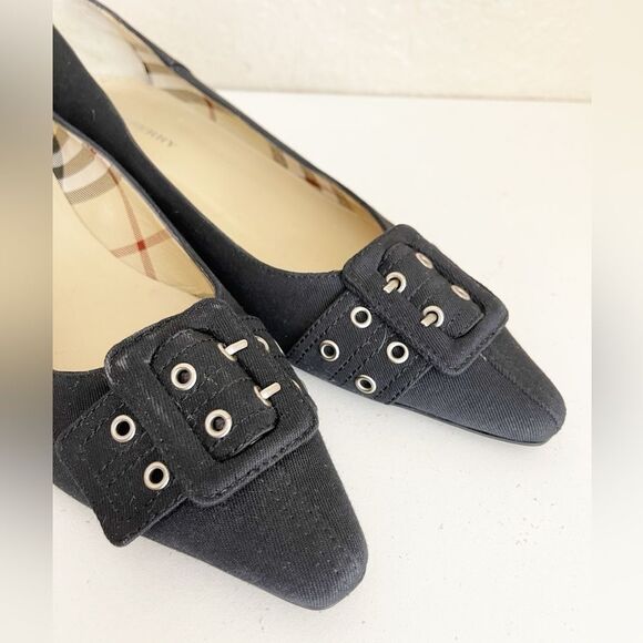 Burberry Black Pointed Toe Low Heel Pumps with buckle Sz 39.5 - Picture 5 of 10